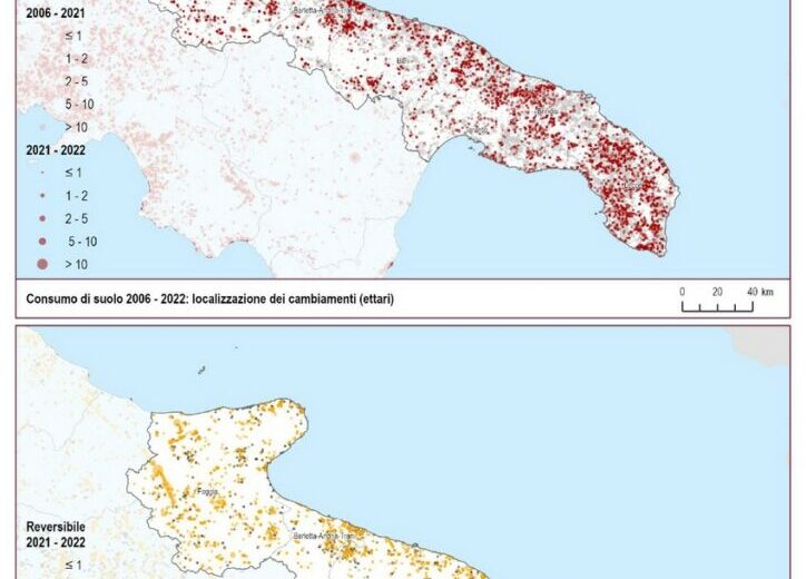 In Puglia nel 2022 consumati altri 718 ettari di terra